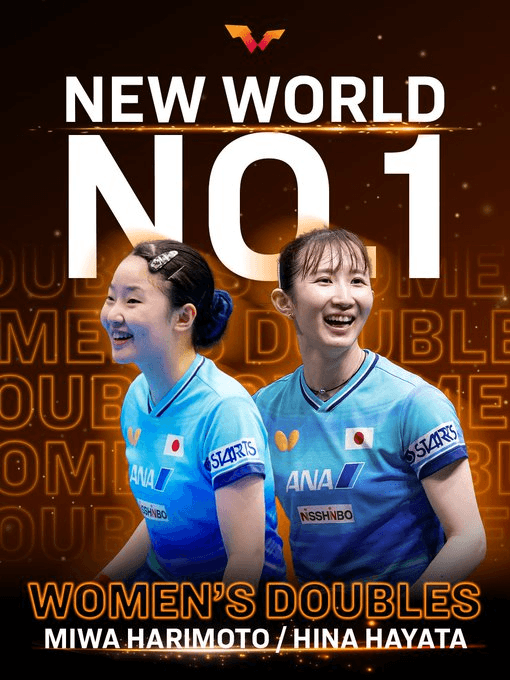 ダブルスの世界ランクが1位に