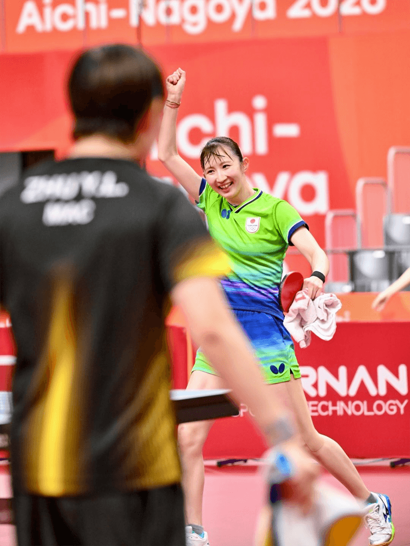 朱雨玲選手との試合で早田ひな選手の勝利の瞬間